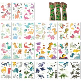 24 Sheets Luminous Dinosaur Tattoo Stickers Waterproof Cartoon Kids Stickers