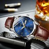 Taxau Mens Dress Watch Light Brown Leather Band Waterproof Watches