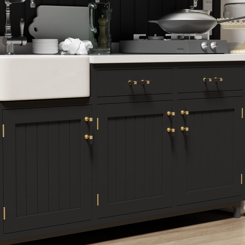Goldenwarm 10 Pack Black and Gold Cabinet Pulls 3 Inch
