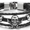 COOLSTEELANDBEYOND Klinge Piraten Schädel Multi-Strang Leder-Armband Wickeln Schweißband Damen Herren