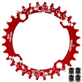 EASTERN POWER Mountain Bike Chainring 104 BCD 32 Teeth 34 Teeth 36 Teeth Aluminium Plate 32T / 34T / 36T BCD 104 mm, Red/Black, Unisex Adult, Red, 32T