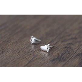 Minimalist Tiny Feet Stud Earring for Women Silver Small Cute Feet Earrings