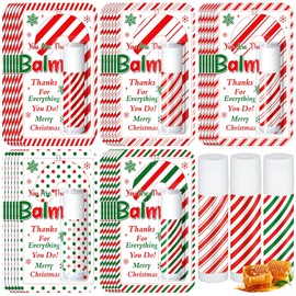 Paquete de 30 bálsamos labiales de Navidad a granel con sabor a miel, 5 estilos para fiestas navideñas, bolsas de golosinas, regalos pequeños para mujeres y hombres