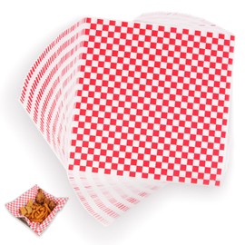 100PCS Sandwich Wrapping Paper, Grease Resistant Wax Paper Sheets for Food, Extra Strong Food Basket Liners, Classic Red & White Checkered Deli Sheets 12x12" for BBQ, Picnic, Festival - Vacnkoy