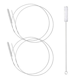 Pack of 4 Hose Brush, Two Sizes, Flexible Cleaning Brush, Stainless Steel, 1 m Bottle Brush, Extra Long Brush, Tube Brush for Straw Pipe, Hose, Bottles, Fridge Drain