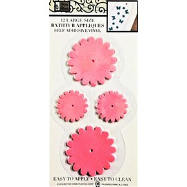 Better Home 12 Sun Flower Shape Bathtub/Shower Appliques Safety Non Slip Treads, Latest Decoration Colors (Pink)