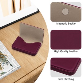 JONYEE Business Credit Card Holders, Magnetic Sealing Anti Drop, PU Leather Debit Card Protector Organizer Case (Maroon Red)