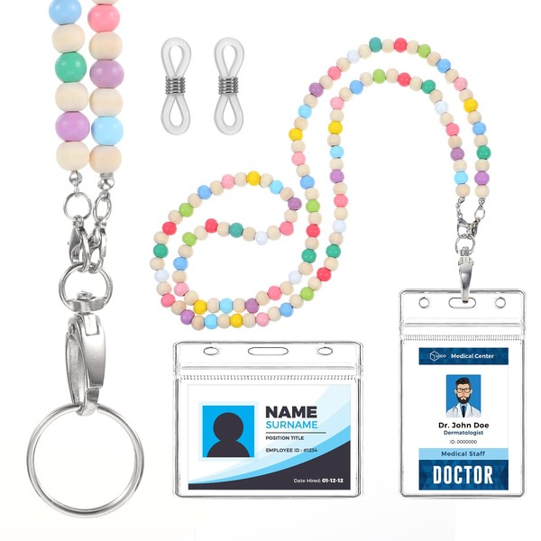 Pack of 2 ID Card Holder with Strap Lanyard with