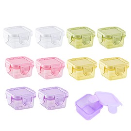 GiantGo Pack of 10 Small Plastic Containers with Lids, 60ml Storage Jars for Salad Dressing, Jam & More, Reusable Freezer Containers