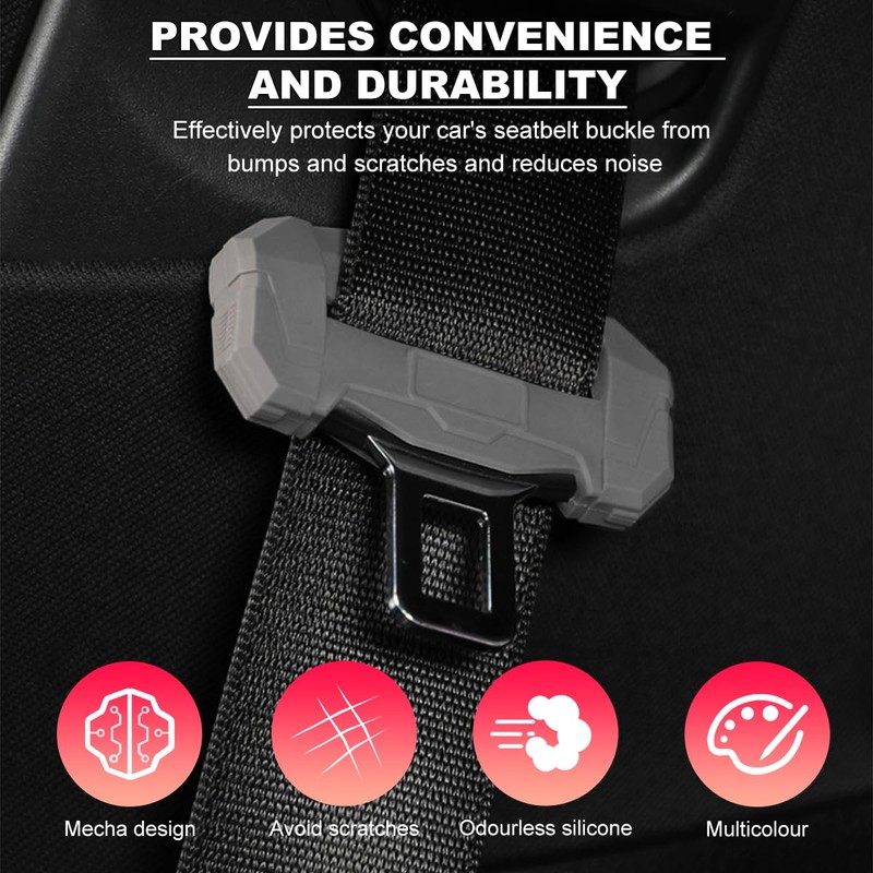 DXNQ 2PCS Car Seat Belt Buckle Covers, Anti-Scratch Silicone Auto