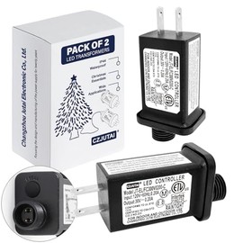 2 Pcs of CZJUTAI JT-EL/FC300V0200 Premium 30V 0.2A 6W 8 Modes LED Power Supply with Multifunction Button- Class 2 Transformer, IP44 Waterproof, for Christmas and String Lights [Z860]