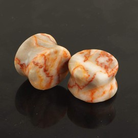 Decentraland 2 PCS 16mm(5/8") Natural Pattern Organic Stone Earplugs Double Trumpet Body Pierced Earrings Men And Women Jewelry