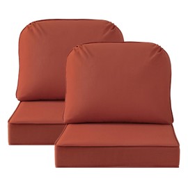 Supdurplus Outdoor Sunbrella Cushions for Patio Furniture Set of 2, 24"x24" Water Repellent Chair Cushions Removable Seat Bottom & Back Cushion Covers for Chair, Sofa, Couch, Spectrum Grenadine