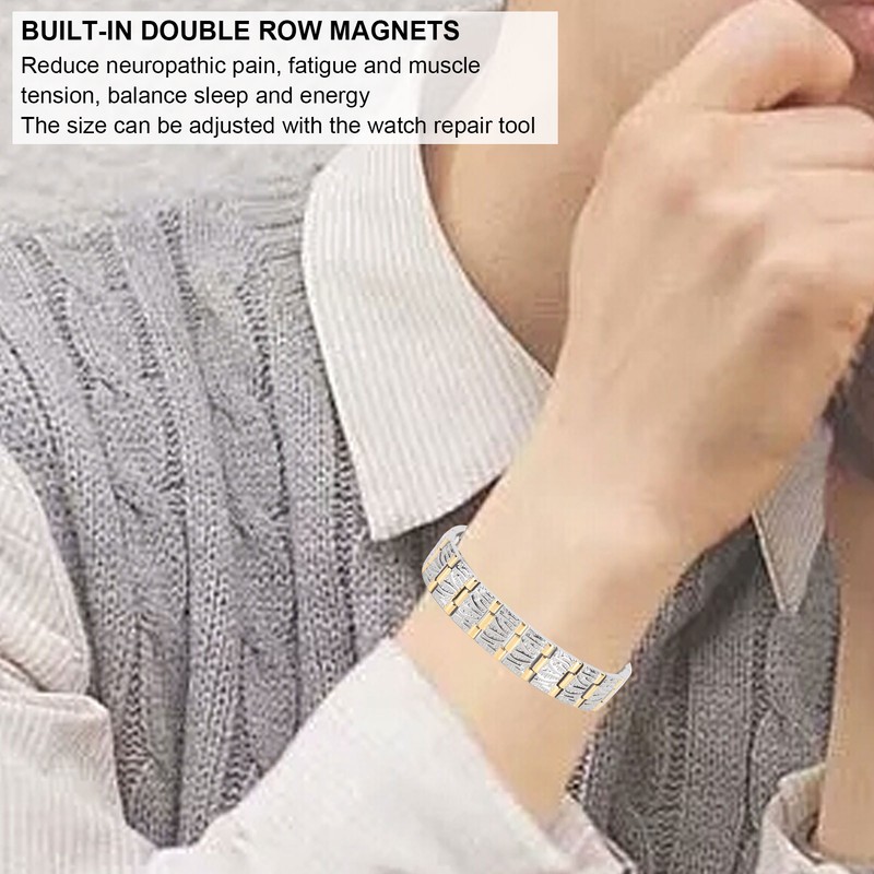 Golden Men Bracelet Fashionable Magnet Hand Chain Stainless Steel Pain
