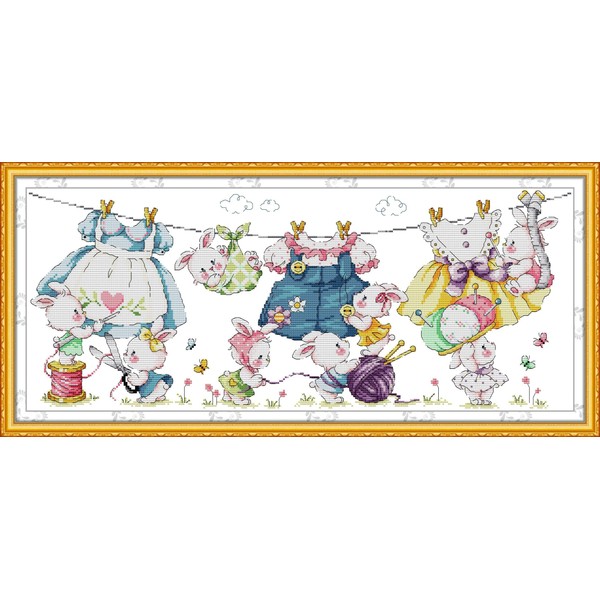 CrossNest 14CT Animal Counted Cross Stitch Kit for Beginners, Unprinted