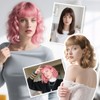 Short Curly Pink Bob Wig with Bangs, Wavy Hair Synthetic