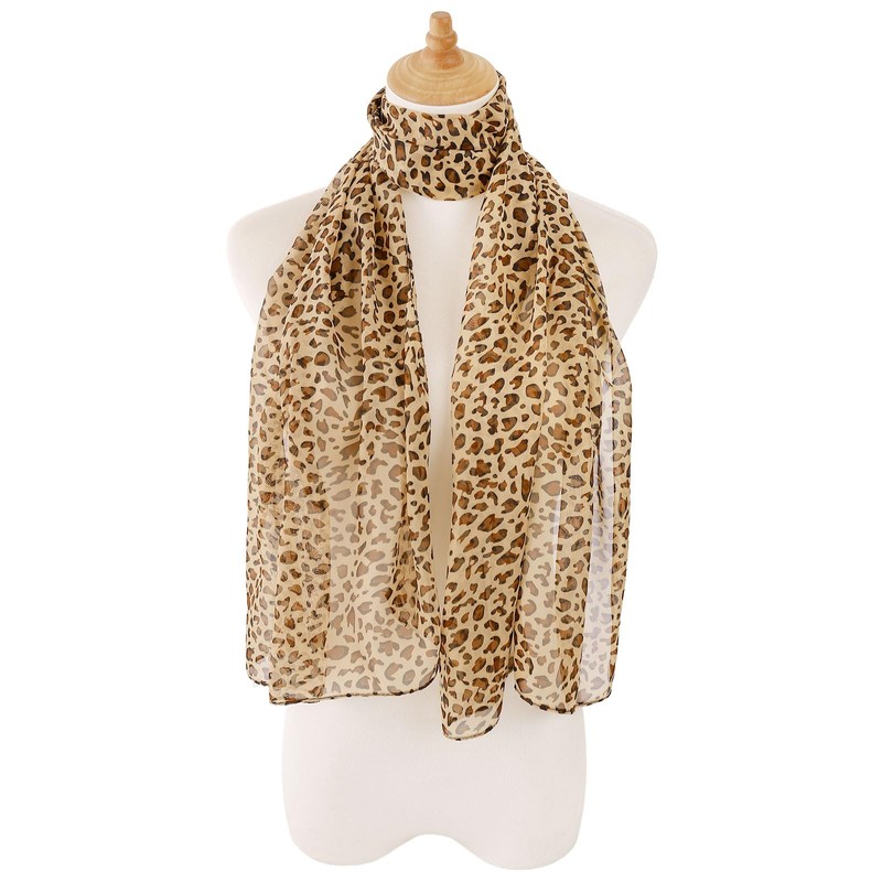 GERINLY Lightweight Leopard Scarf for Woman, Chiffon Wrap Shawls Small,