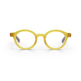 eyebobs TV Party Premium Unisex Reading Glasses, Yellow Front with Blue and Brown Chop Temples, 2.75 Strength