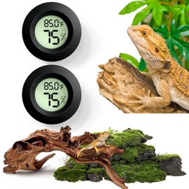 Vodolo 2PCS Reptile Thermometer and Humidity Gauge,Digital Adhesive Reptile Terrarium Hydrometer,Bearded Dragon Tank Accessories,Pet Humidity Meter Supplies for Leopard Crested Gecko,Snake,Lizard