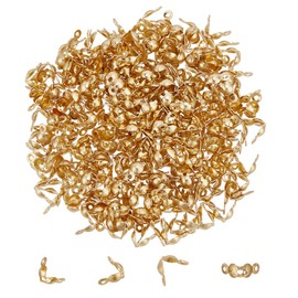 UNICRAFTALE 300Pcs 18K Gold Plated Stainless Steel Bead Tips Endcaps Calotte Ends Knot Covers Clamshell Knot Cover Endcaps Fold Over Bead Covers for DIY Bracelet Jewelry Making