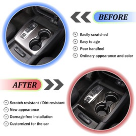 Gear Shift Panel Cover for Honda Pilot 2016-2022 Ridgeline 2020-2023 Passport 2019-2023, Center Console Cup Holder Frame Anti-Scratch Protector Interior Accessories, ABS (Carbon Fiber)