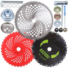 9" x 36 Teeth Carbide Tipped Blades 9" x 20T Chainsaw Tooth Cutter,10" x 80T Brush Cutter Trimmer Blades with Universal Adapter Kit,Premium Stainless Steel Trimmer Head Compatible with Cutter, Trimmer
