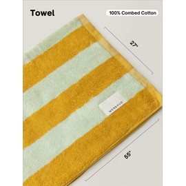 Autumn Citrus Striped Bath Towel,100% Combed Cotton,Soft Absorbent