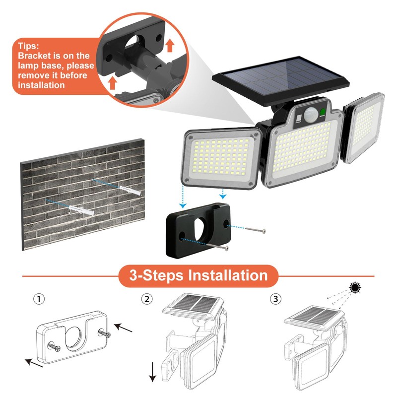 JumJam 280 LED Solar Flood Security Lights, Solar Outside Lights