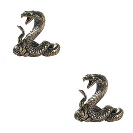 WSDMAVIS 2Pcs Elegant Brass Snake Statue Unique Chinese Zodiac Figurines Exquisite Snake Sculptures for Home Office Decor