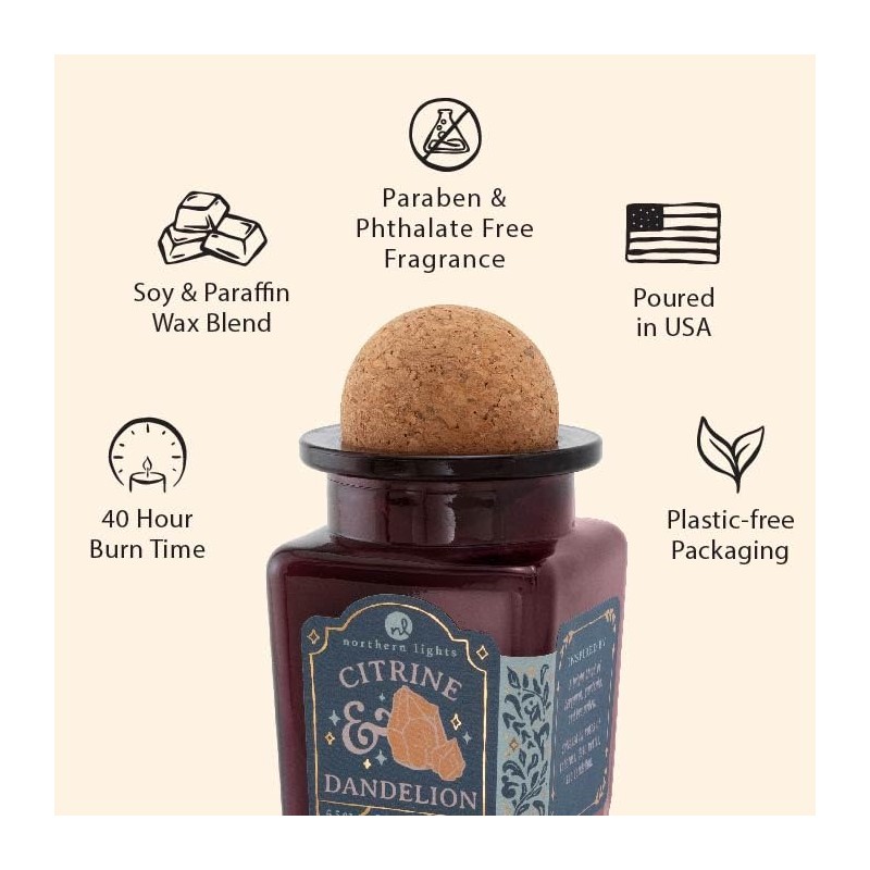 Northern Lights Candles - Curiosity - Citrine & Dandelion -