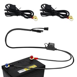 HEVLE 2PCS SAE Battery Connector, SAE Extension Cable, SAE to O Ring Terminal Harness Quick Connect/Disconnect Ring Terminal Assembly, SAE Adapter for Car, Motorbike, Solar Panel