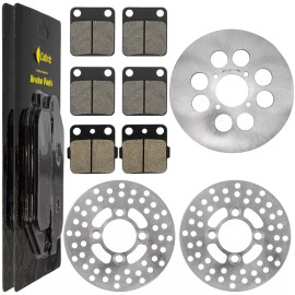 Caltric Front Rear Brake Disc Rotor w/ Pads for Yamaha Blaster 200 YFS200 2003 2004-2006