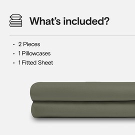 DOZ Sheet Set, 100% Viscose derived from Bamboo, Organically Grown, Buttery Soft, Cooling Sheets, High GSM, Deep Pockets - 2 Piece - 1 Pillowcase 1 Fitted Sheet (Olive, Twin)
