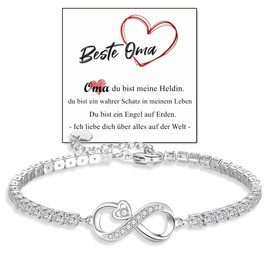 Jbniuay Gift for women, grandma, grandmother, women's bracelet - infinity heart zirconia bracelet - bracelet silver 925 ladies, birthday gift for grandma, Christmas gift for grandmother, Sterling