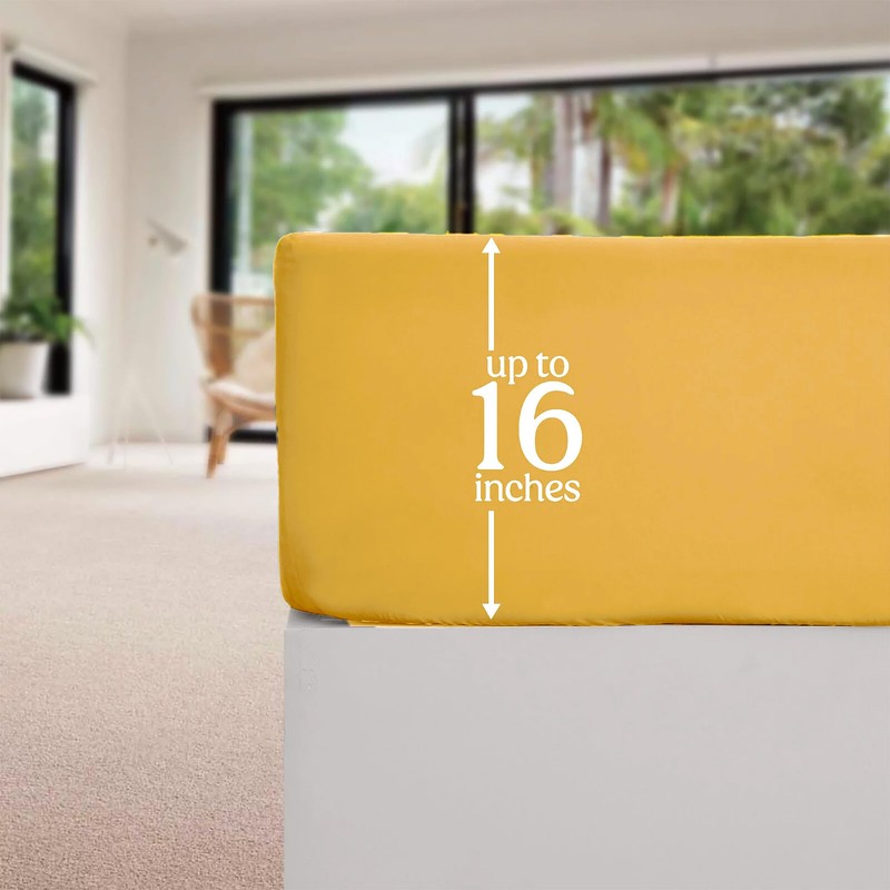 EV DEKOR Extra Deep Fitted Sheet King, Ochre - Deep