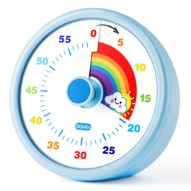 SIMQELLI Kids Visual Timer, 60 Minutes Countdown Silent Rainbow Pattern for Learning Exams (Blue)