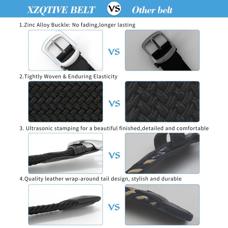 XZQTIVE Fabric Belt Stretch Belt Elastic Braided Belt Elastic Stretchy