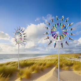 Windmill for Yard and Garden, Wind Spinner, Magical Metal Windmill for Backyards, 3D Wind Sculptures & Spinners Outdoor, Kinetic Garden Sunflower Wind Spinners (Colorful)