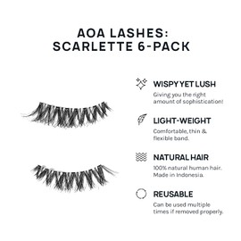 AOA Studio 6 Pairs Scarlette Natural Handmade False Eyelashes with Glue and Tweezer Lash Kit Natural Volume Reusable Soft Makeup False Eyelashes 100 Percent Handmade Cruelty Free