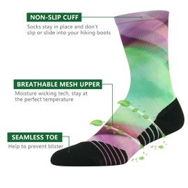 HUSO Colorful Pattern Athletic Socks Crazy Fun Colored Socks for Men Women Orange Cycling Sports Crew Socks for Basketball 4 Pairs (Multicolor, L/XL)