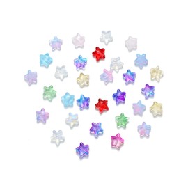100pcs 8MM Charms Star Beads, Star Glass Spacer Beads, Colorful Star Beads for DIY Jewelry Making Necklace Bracelet Craft Supplies (8mm Colorful)