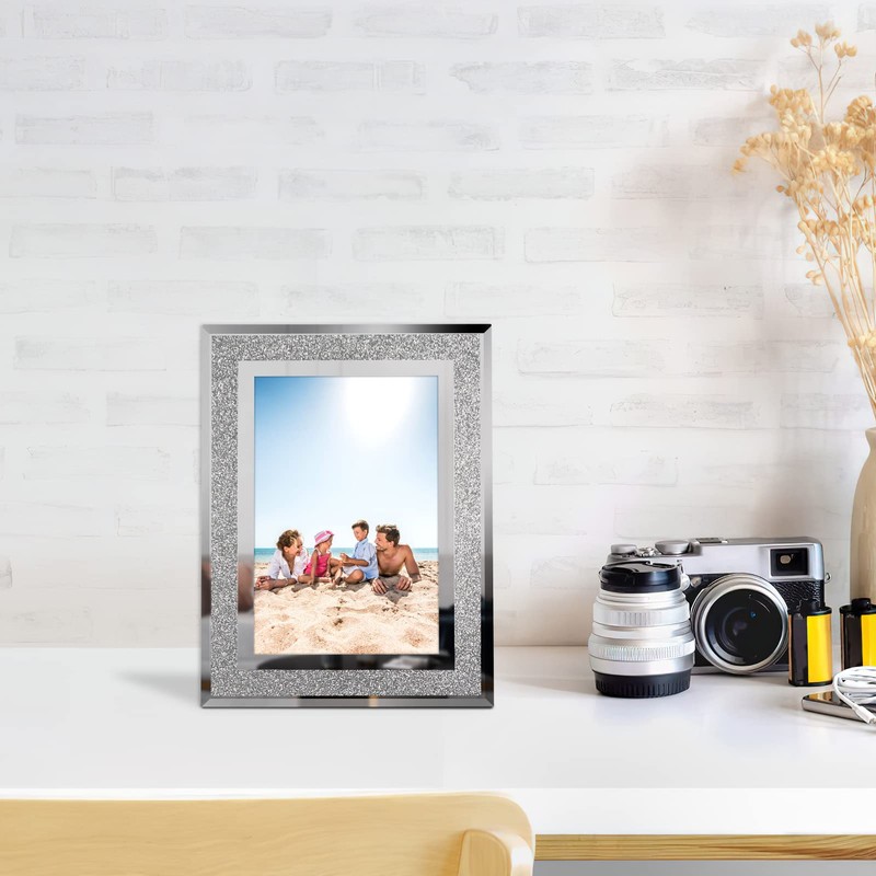 Calenzana 4x6 Glitter Picture Frames Set of 4, Sparkle Glass