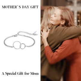 EVER FAITH Bracelet 925 Sterling Silver Two Round Infinity Double Circles Friendship Sister Mother Daughter Bracelet, Sterling Silver, No information