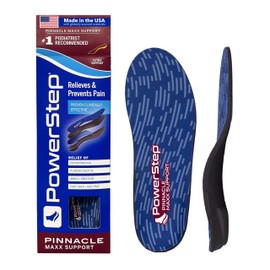 PowerStep Pinnacle Maxx Orthotic Insoles - for Maximum Stability & Comfort - Firm + Flexible Angled Heel Style to Help Flat Feet & Overpronation - Heavy Duty Inserts - Made in USA (M 11-11.5)