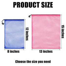 24 Pcs Mesh Bags Drawstring Mesh Laundry Bag Stuff Sack Nylon Bags Camping Nylon Bag with Drawstring Cord for Toys(8 x 12 Inch)