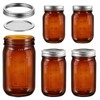 4 Pcs Amber Glass Mason Jars Set (2 x 16oz