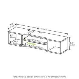Furinno Indo Floating Storage Hutch Media Console, Marcy Oak