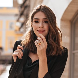 JewelryWe Men Women Finger Watch Gold-Silver Plated Elastic Watch Rings Glitter Round Dial Quartz Ring Watches, for Xmas Christmas