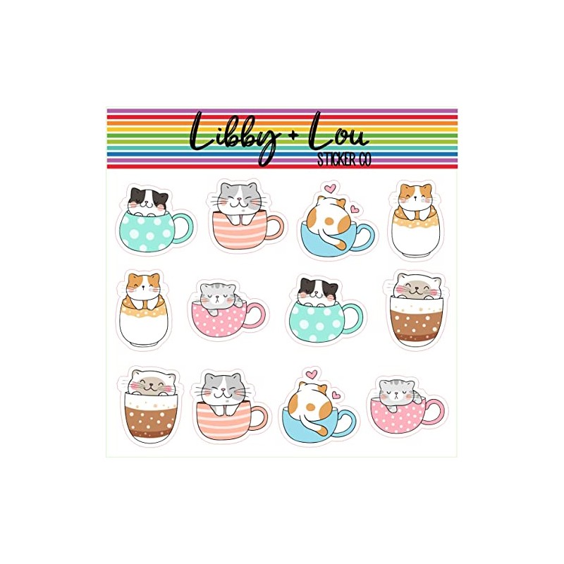 Cat Tea Cups Planner Sticker | Libby and Lou Sticker