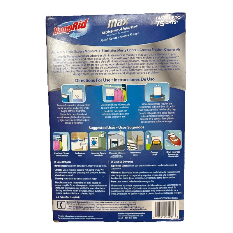 DampRid Max Moisture Absorber, Fresh Scent 2 Pack (8 Bags